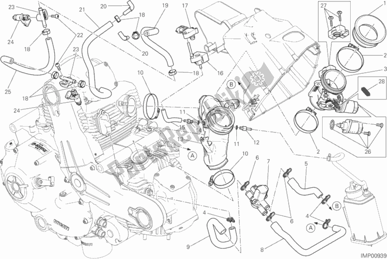 All parts for the Throttle Body of the Ducati Scrambler Urban Enduro Thailand USA 803 2017